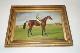 Horse racing oil on canvas of "Flying Dutchman and Charles Marlow"