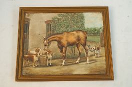 A framed picture of Horse & Hounds