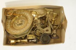 A collection of brassware items