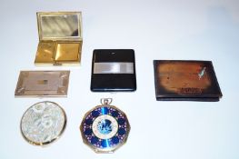 Two Stratton compacts, and one other, Deco cigarette case and others.