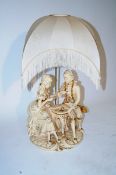 A continental ceramic lamp of a man and lady