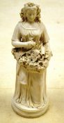 Parian figure of a lady with flowers