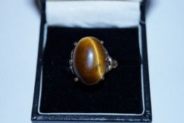 9ct Gold ring with Tiger eye stone