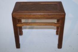 Chinese elm stool with rattan seat