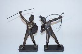 A pair of bronze classical figures