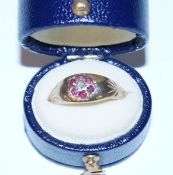 9ct Gold "Gypsy Ring" with Diamond and Rubies