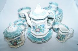 Ironstone Excelsior Wooliscroft part dinner service to include large teapot, milk jug, plates and