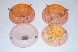 Four early 20th century glass lamp shades