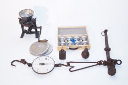 A set of bowls and other metal items including a paint grinder