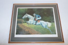 A signed print by D.A. Denyer of Desert Orchid