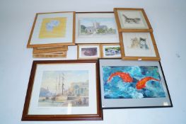 Collection of prints and picture including a signed print by Eric Bottomley