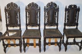 Four 19th oak carved chairs