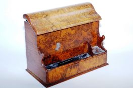 A fine 19th century burr walnut letter holder/desk stand
