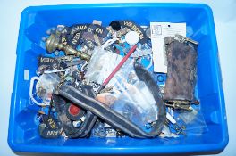 Box of various items, including military buttons etc
