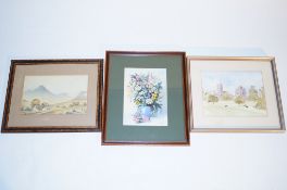 A collection of three watercolours