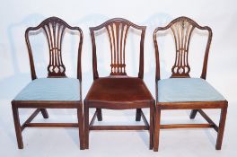Three finely carved Victorian mahogany chairs, each with drop in seats.