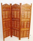 Hardwood three section carved screen