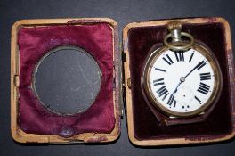 A silver pocketwatch stand and plated watch