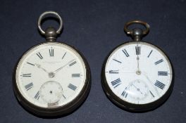 Two pocket watches, one silver plated the other silver