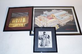 A collection of framed and glazed opera scene including San Francisco opera gala