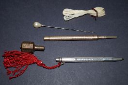 Stirling silver pen and other items