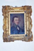 Small framed 19th century portrait of a gentleman in a heavy gilt frame