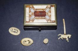 Small inlaid box with specimen stones to the top