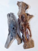 Three hardwood carved tribal items