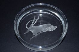 A Lalique dish with a harvest mouse