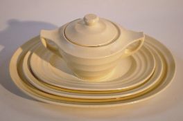 A Wedgewood "Moonstone" two handled bowl and three platters