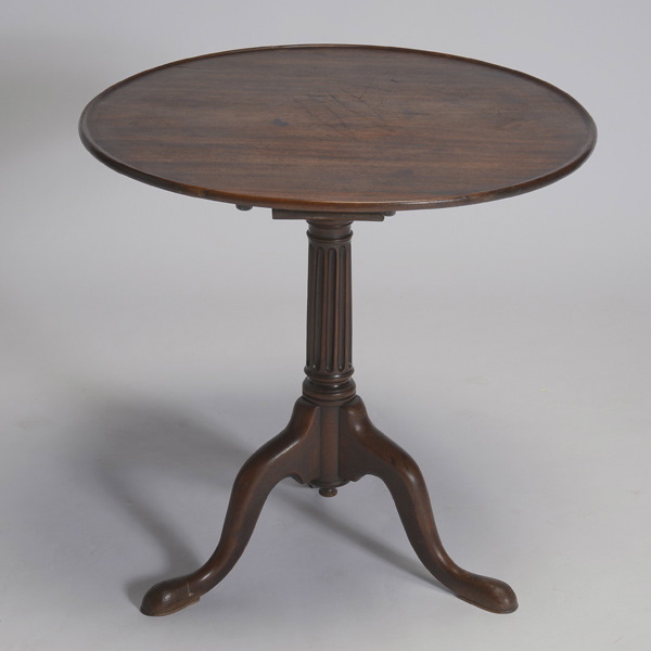 Victorian Tilt Top Table, with fluted standard and birdcage construction {Height 43 inches; diameter