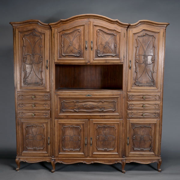 French Provincial Secretaire Cupboard {Dimensions 82 x 77 x 21 inches} [Key]  Starting Price: $200