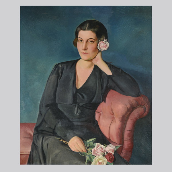 BERNHARD DORRIES (German 1898-1978) "Portrait of a Woman" Oil on canvas. 37.5 x 30.75 inches/ 95.2 x