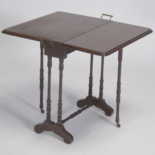 Regency Style Drop Leaf Gate Leg Table, with brass handles {Dimensions 23 1/4 x 25 x 26 inches}