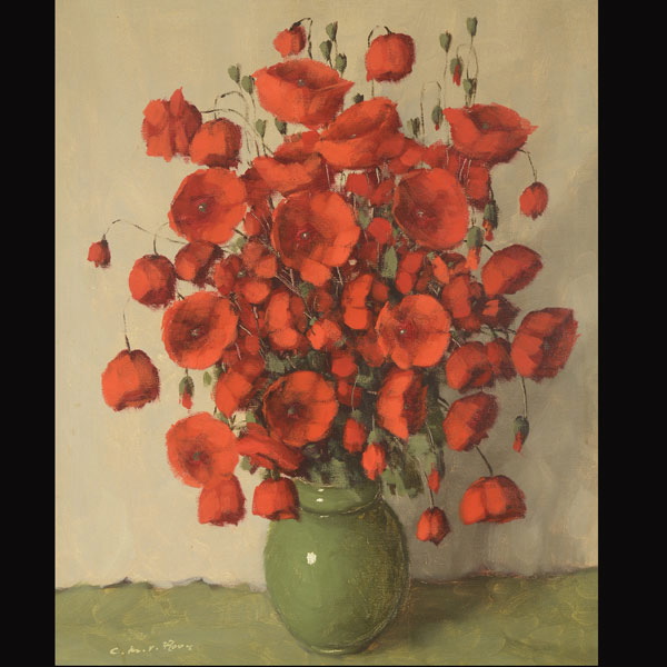 Attributed to CHARLES VAN ROOSE (Belgian 1883-1960) "Red Poppies" Oil on canvas. 24 x 20 inches/