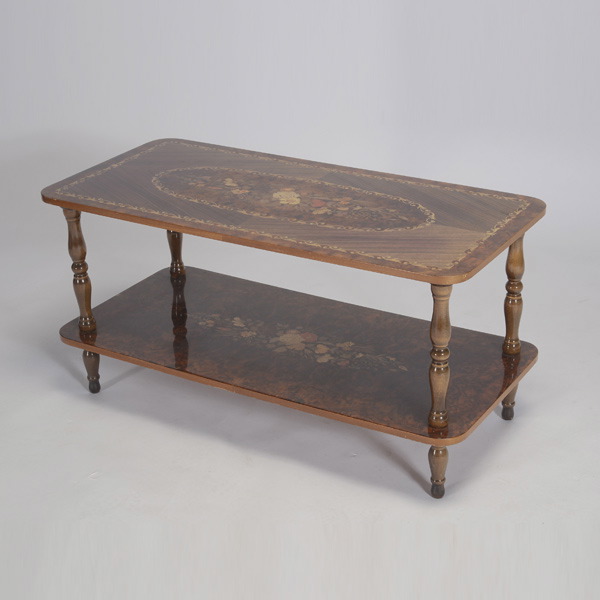 Italian Inlaid Two Tier Center Table {Dimensions 23 1/4 x 34 x 18 1/2 inches}  Starting Price: $100