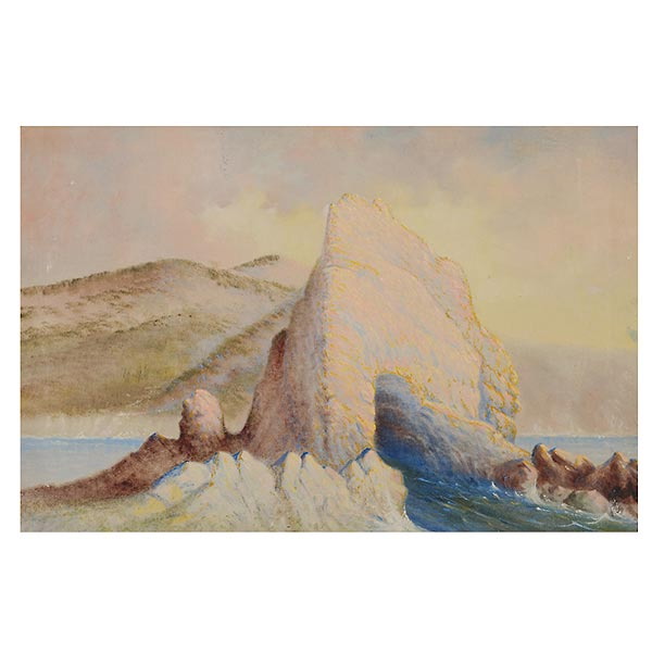 EDNA GAMBLE (American 1861-1935) "Seal Rock, 1929" Oil on canvas. 18 x 28 inches/ 45.7 x 71