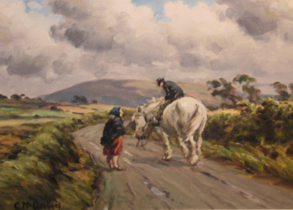 Charles McAuley RUA ARCA (1910-1999) Stopping for a ChatOil on Canvas34 x 46 cmsSigned