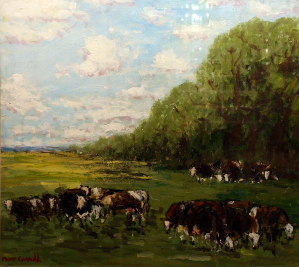 Marie Carroll (20th Century) Cows GrazingOil on Board71 x 79 cmsSigned