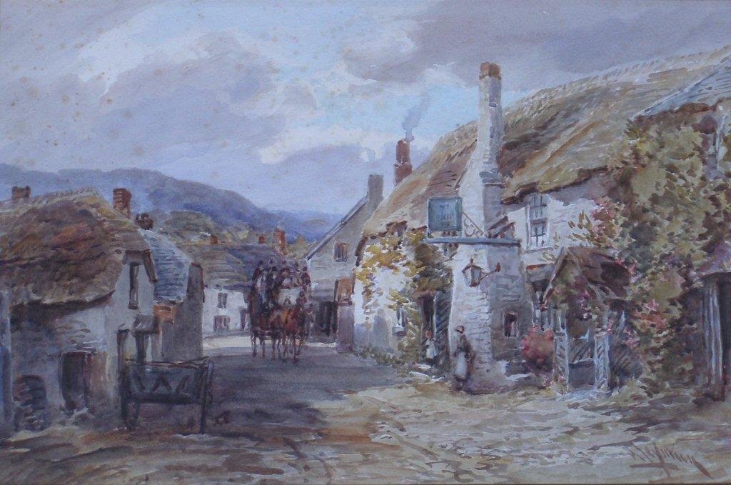 Alfred Leyman - watercolour - The Ship Inn, Porlock, signed, 14" x 21" SEE ILLUSTRATION