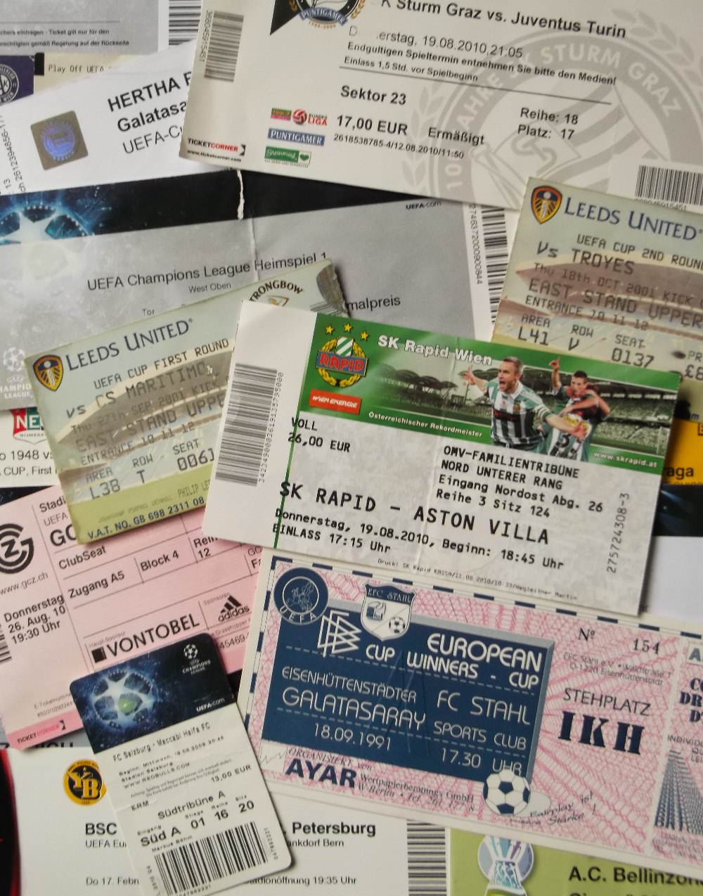 EURO CUPS TICKET COLLECTION 29 Tickets from Champions Lge, UEFA Cup etc. FAIR/GOOD