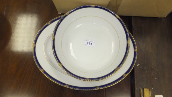 A collection of Noritake "Arcarda" pattern tea and dinner wares decorated with blue and gilt