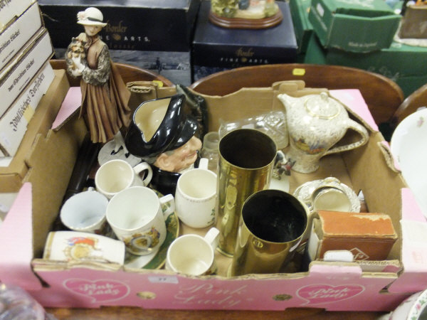 A box of miscellaneous items to include a Royal Doulton character jug "Lobster Man", Royal