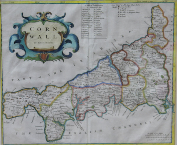 AFTER ROBERT MORDEN "Cornwall", a hand-coloured engraved map, 36 cm x 42 cm CONDITION REPORTS