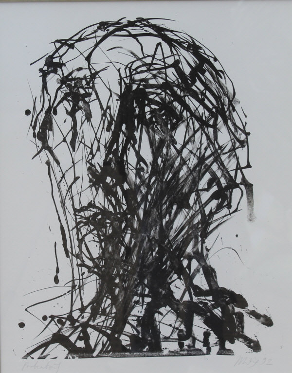 MAX UHLIG (1937- ) "Probentous", a head study, black and white lithograph, inscribed, signed and