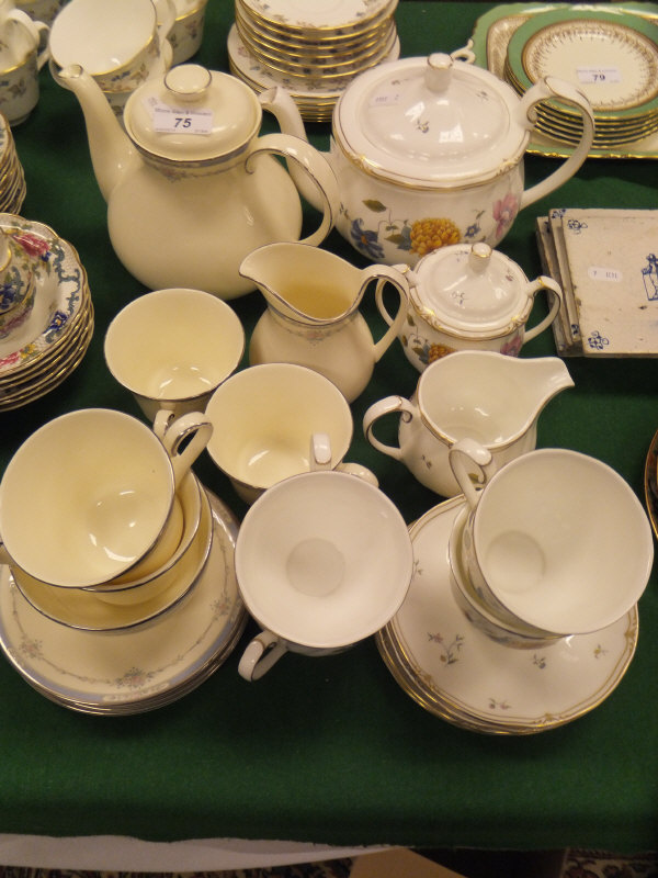 A Wedgwood "Rosemeade" pattern part tea service to include cups and saucers, teapot, sucrier and