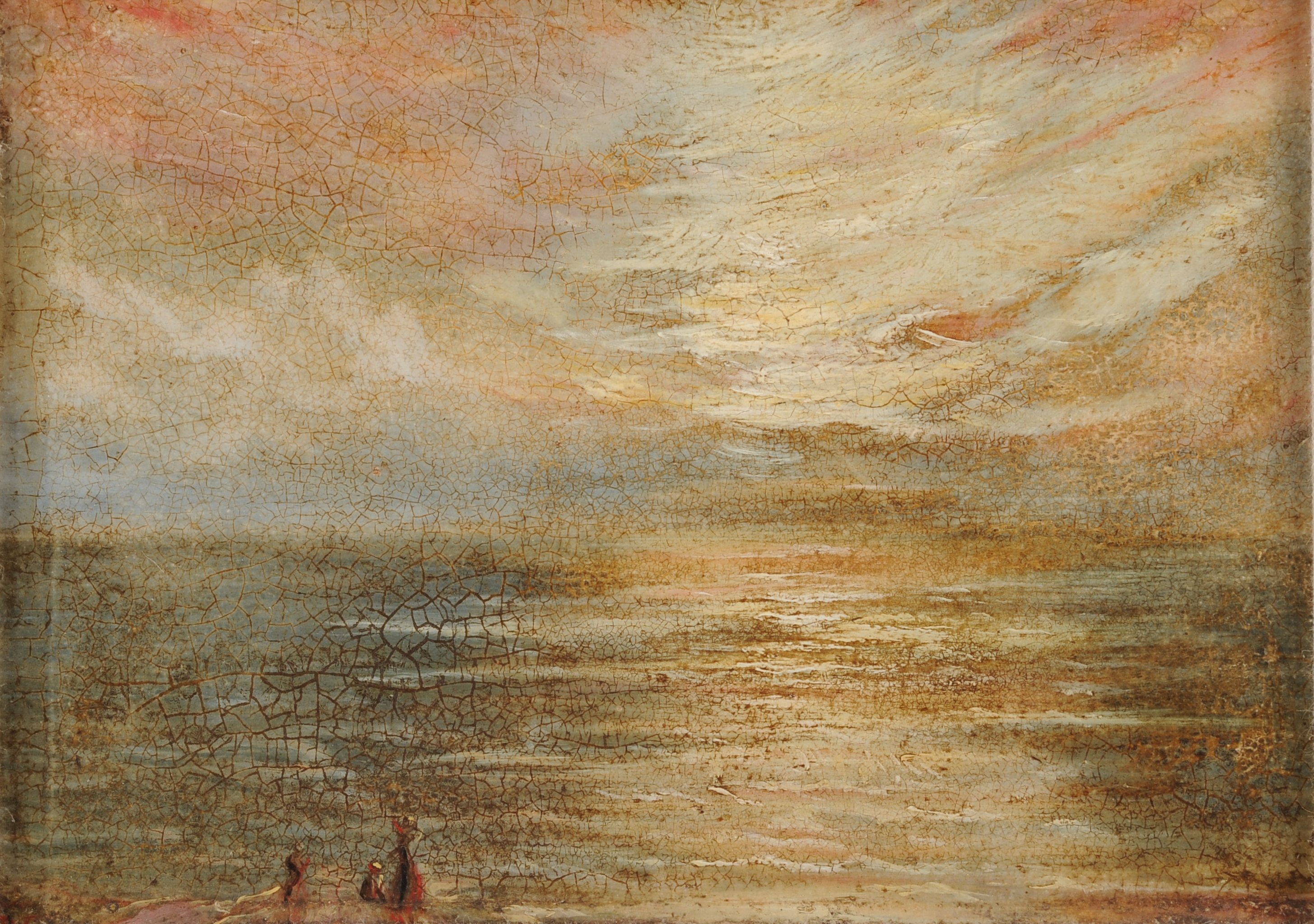 GEORGE WEATHERILL (British 1810-1890), Sunrise off Whitby, oil on paper laid on canvas, initialled W