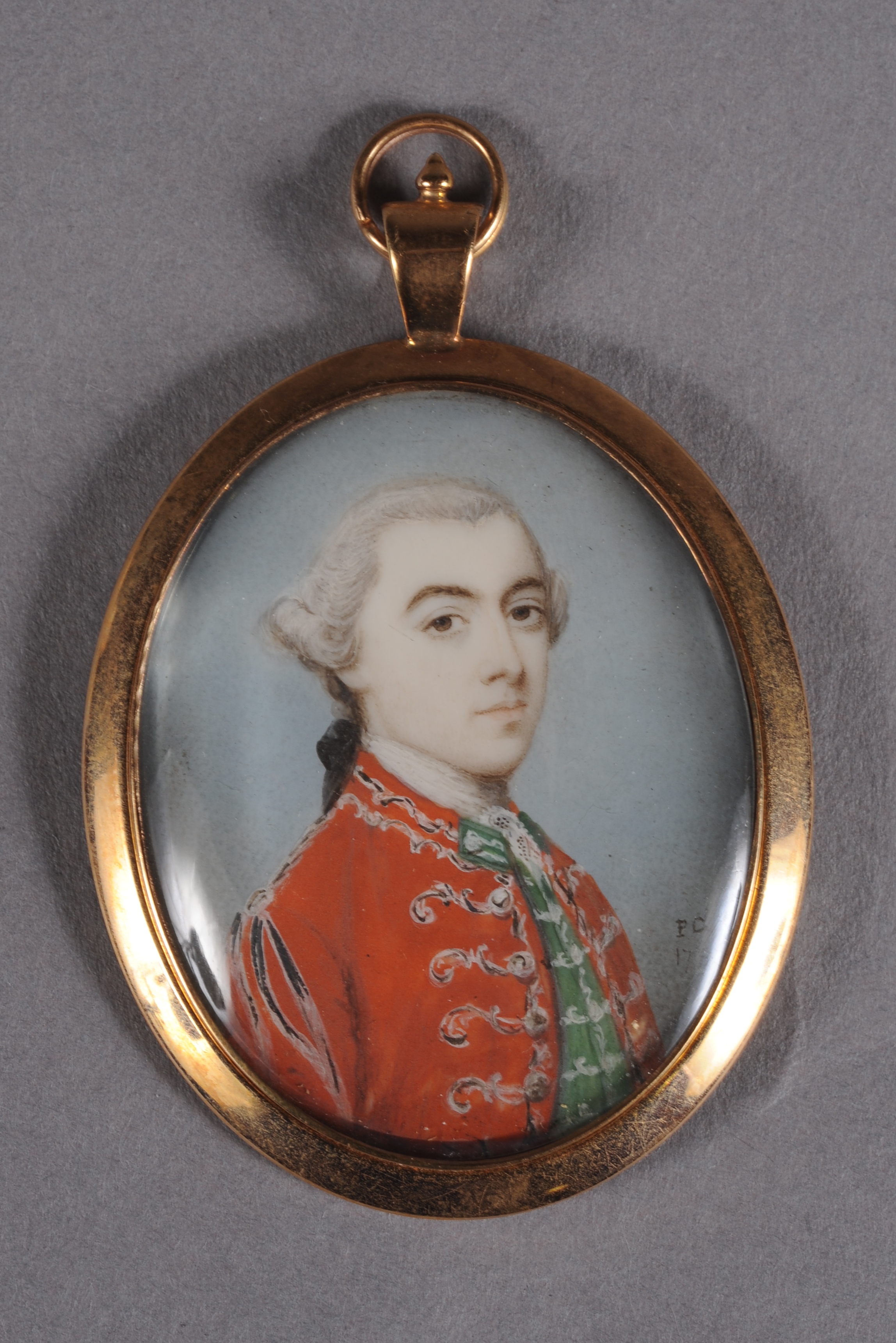PENELOPE CARWARDINE (British 1730-1800) Portrait miniature of an officer, with grey powdered hair,