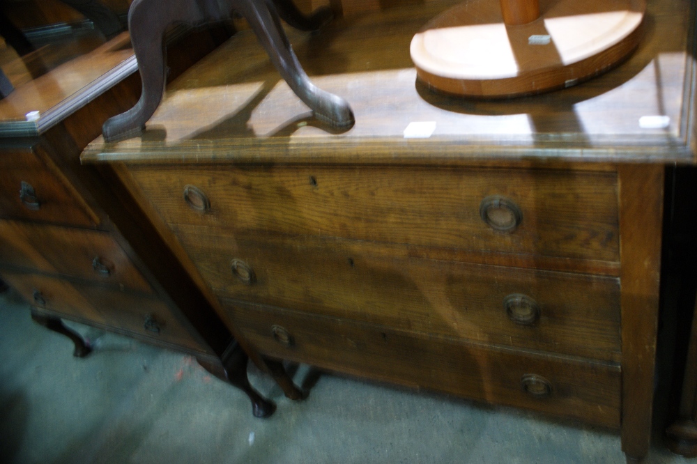 A Polished Oak Three Drawer Bedroom Chest