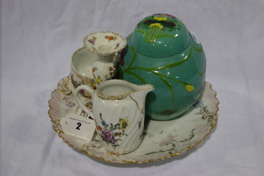 A Circular Floral Decorated Continental China Plate Candle Stick And Jug Etc (5)